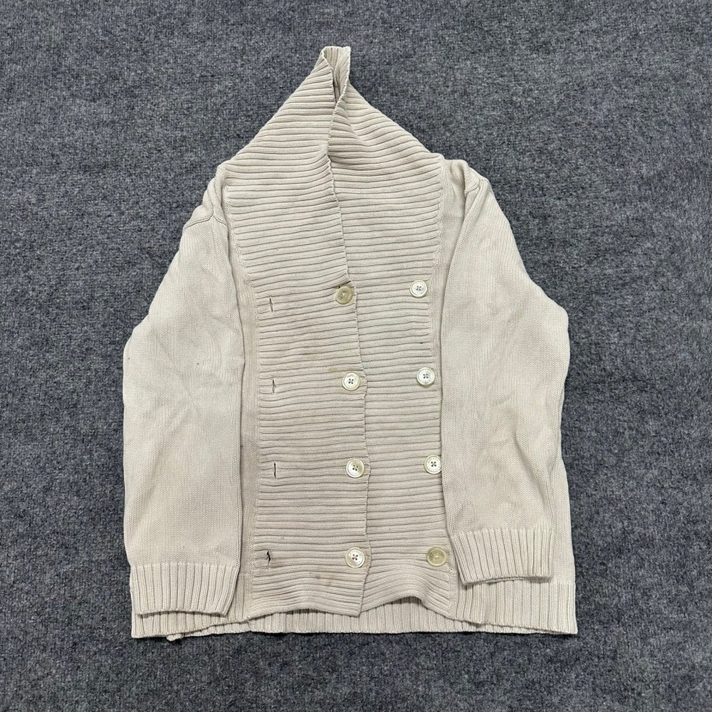 Lauren Ralph Lauren Cardigan Womens Size L Beige Cotton Shawl Double Breast Fair